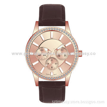 Fashion watch with diamond and multi-function design